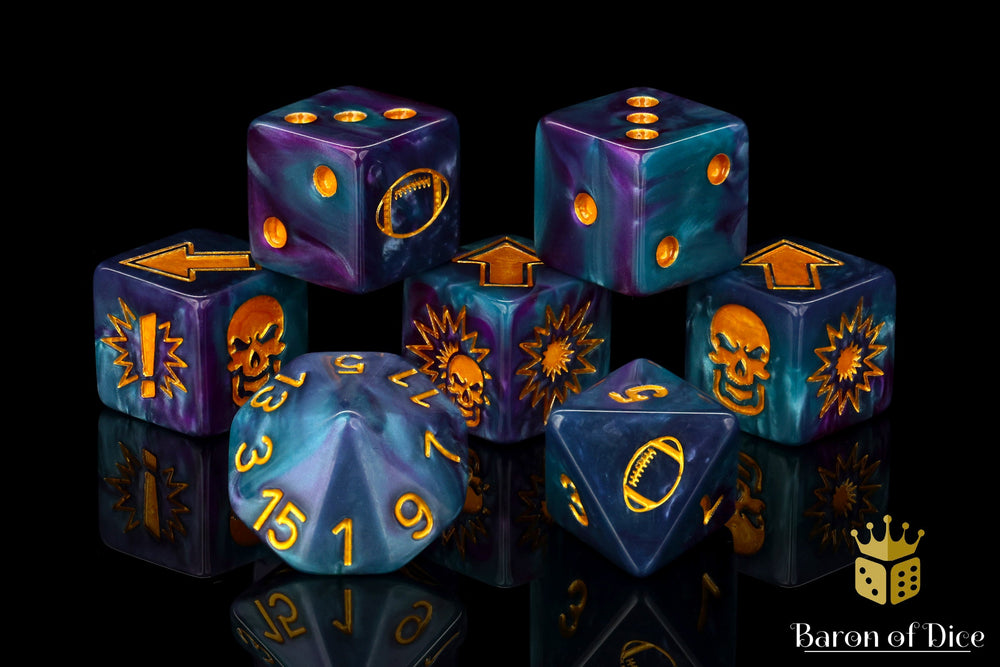 Tanzanite - Bloody Football Dice (Set of 7) (ONLINE ORDER ONLY)