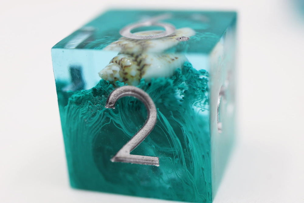 Sharp Edge Resin RPG Dice Set - Teal Coral & Sea Snail (ONLINE ORDER ONLY)