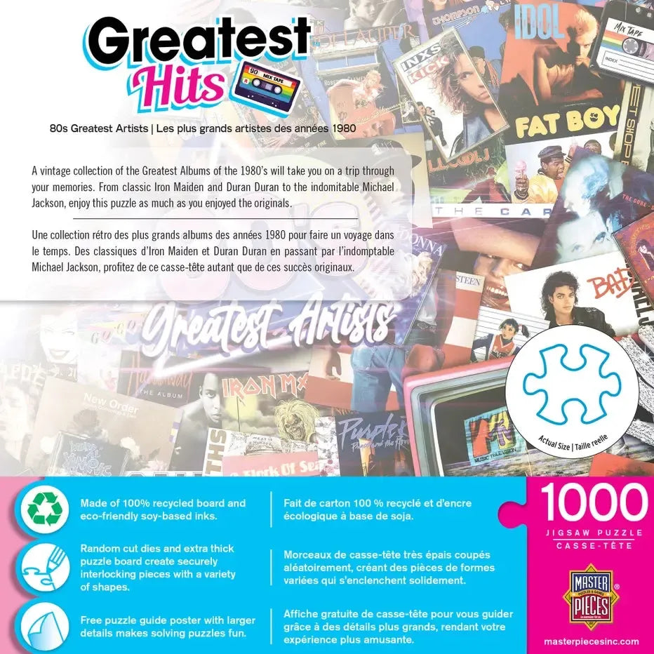The 80's Greatest Hits Artists 1000 Piece Jigsaw Puzzle MasterPieces (ONLINE ORDER ONLY)