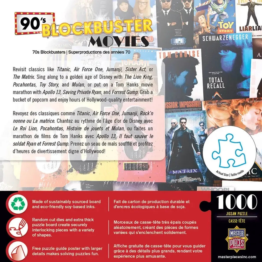 The 90's Blockbuster Movies 1000 Piece Jigsaw Puzzle MasterPieces (ONLINE ORDER ONLY)