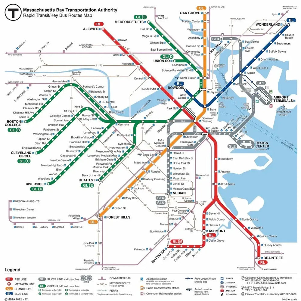 The Boston T Subway Map 500 Piece Jigsaw Puzzle NYPC (ONLINE ORDER ONLY)