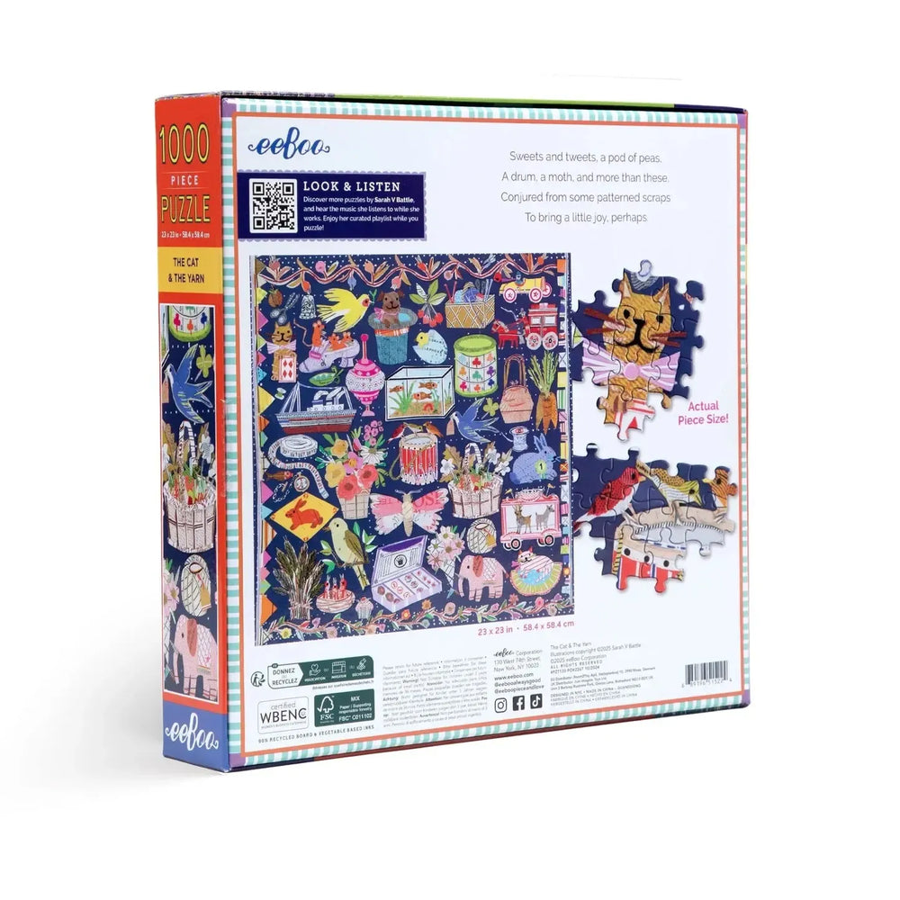 The Cat & the Yarn 1000 Piece Jigsaw Puzzle eeBoo (ONLINE ORDER ONLY)