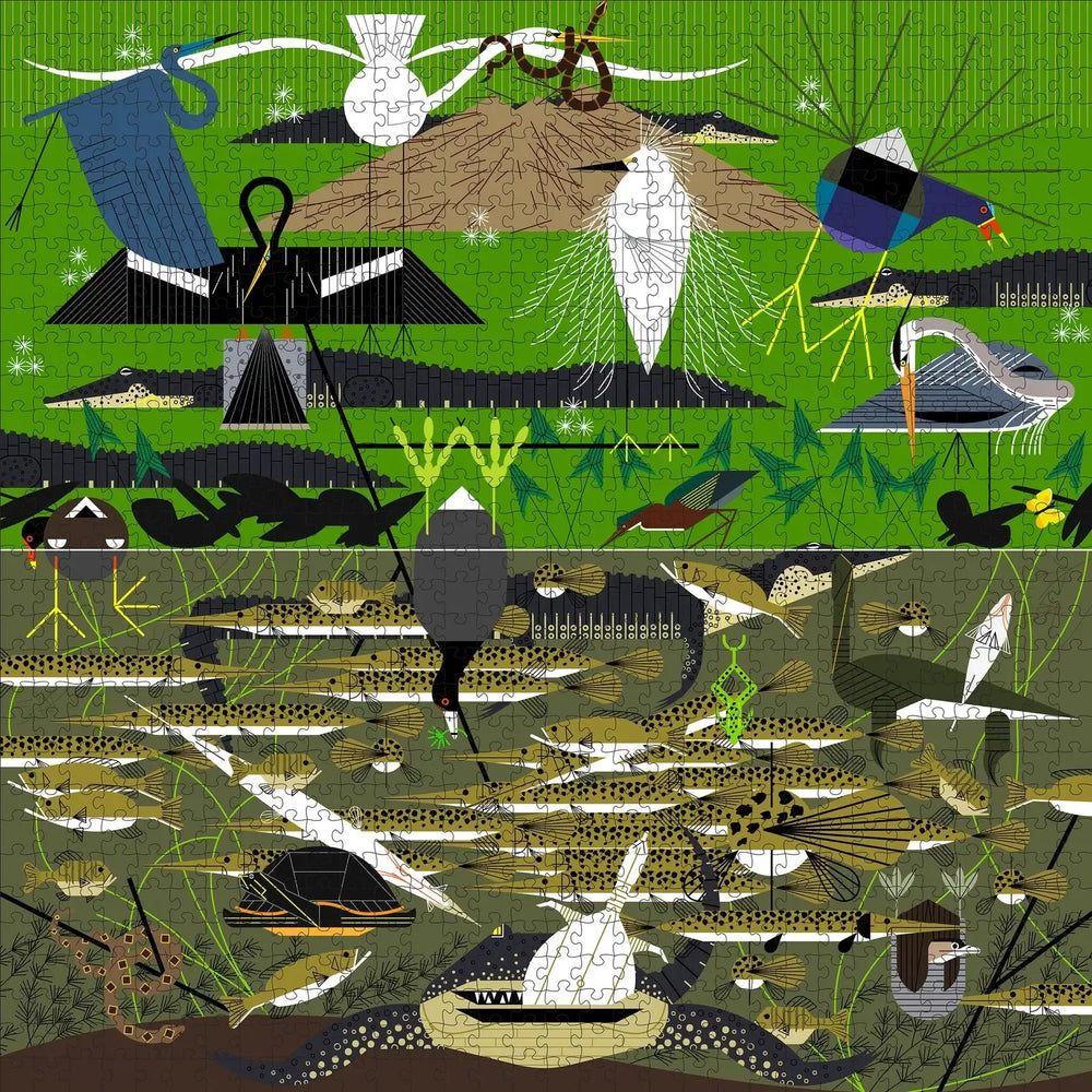 The Everglades by Charley Harper 1000 Piece Jigsaw Puzzle Pomegranate (ONLINE ORDER ONLY)
