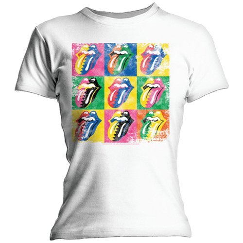 Juniors Rolling Stones: Warhol Tongue Skinny T-Shirt, White, Small [T-Shirt] (ONLINE ORDER ONLY)