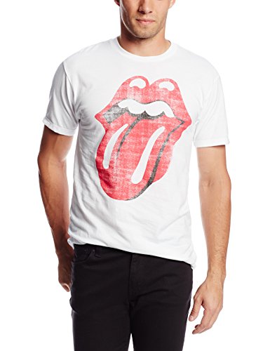 Men'S Stones Classic Distressed Tongue On White T-Shirt, White, Small [T-Shirt] (ONLINE ORDER ONLY)