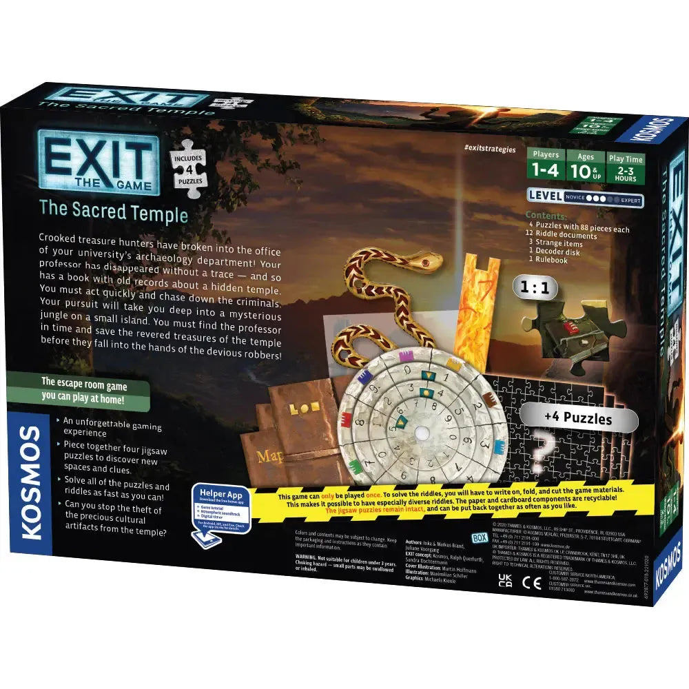 The Sacred Temple with Jigsaw Puzzles - Exit the Escape Room Game - Kosmos (ONLINE ORDER ONLY)