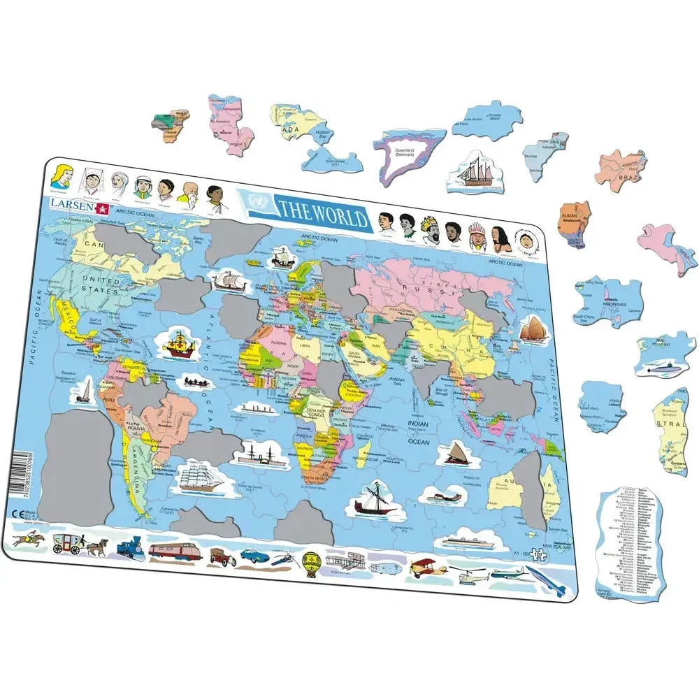 The World Map 107 Piece Tray Jigsaw Puzzle Larsen (ONLINE ORDER ONLY)