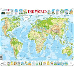 The World Topographic Map 80 Piece Tray Jigsaw Puzzle Larsen (ONLINE ORDER ONLY)