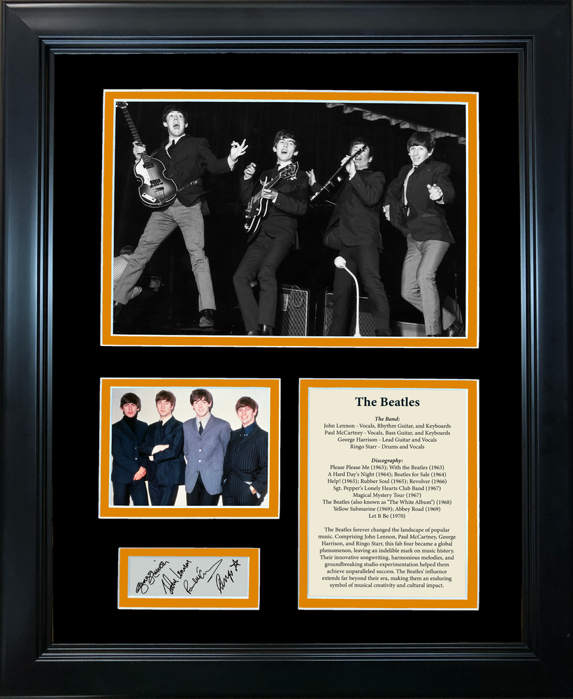 Framed The Beatles Band Discography Facsimile Laser Engraved Signatures Auto 11"x14" Music Photo Sig Collage (ONLINE ORDER ONLY)