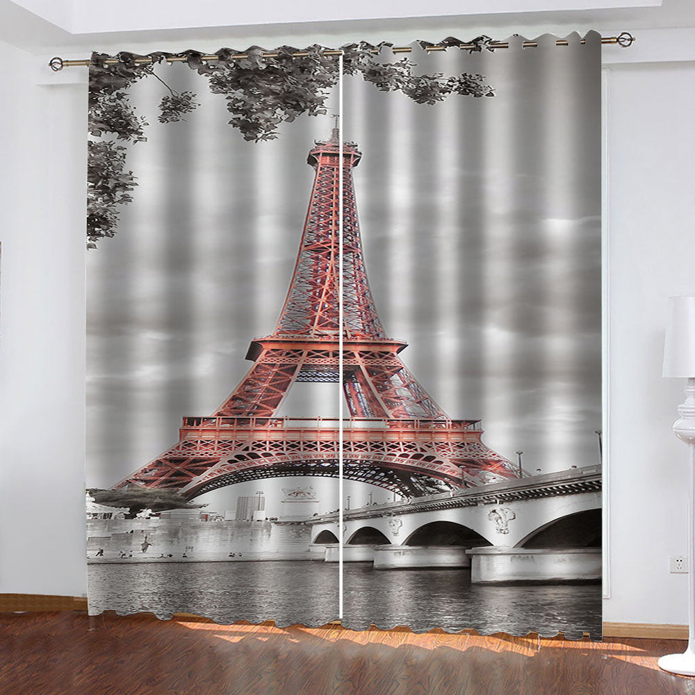 The Eiffel Tower Curtains Cosplay Blackout Window Drapes Room Decoration (Online Order Only)