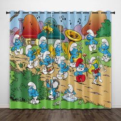 The Smurfs Curtains Pattern Blackout Window Drapes (Online Order Only)