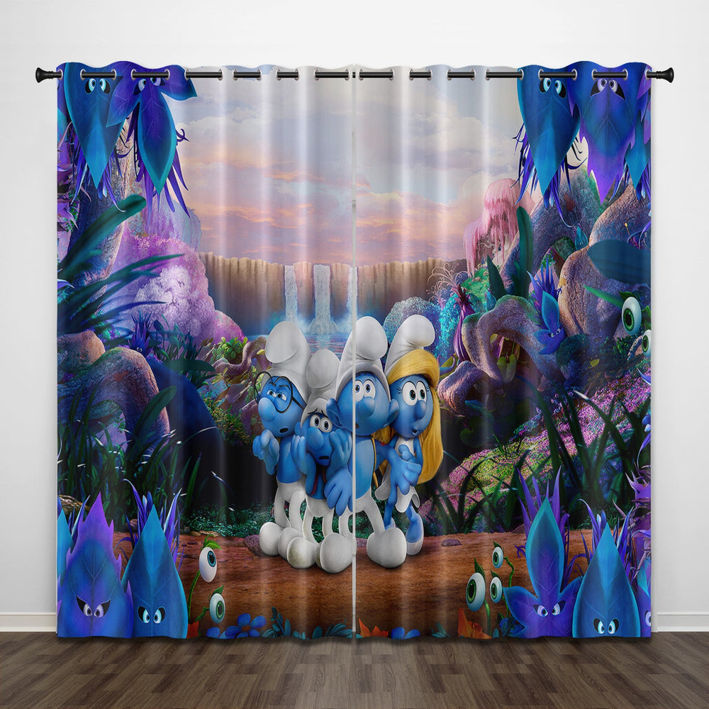 The Smurfs Curtains Pattern Blackout Window Drapes (Online Order Only)