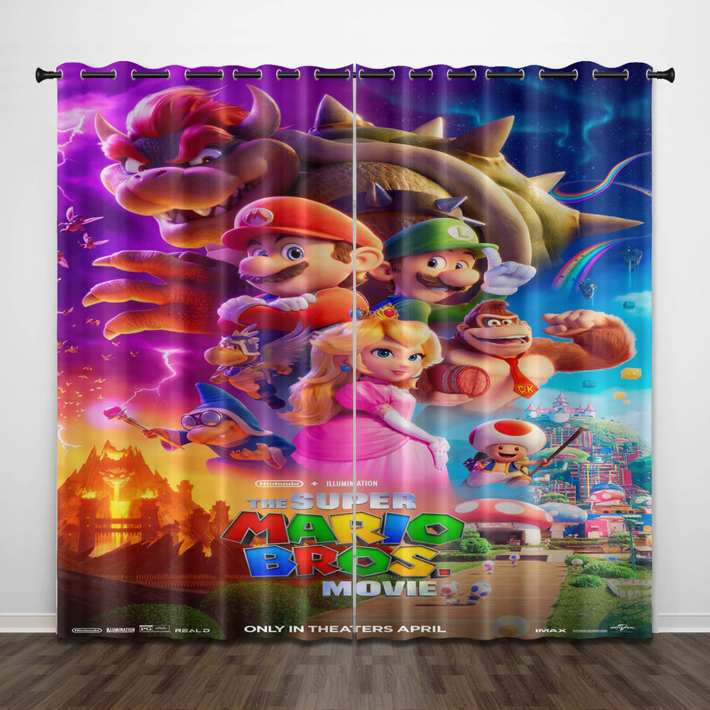 The Super Mario Bros Movie Curtains Blackout Window Drapes Decoration (Online Order Only)