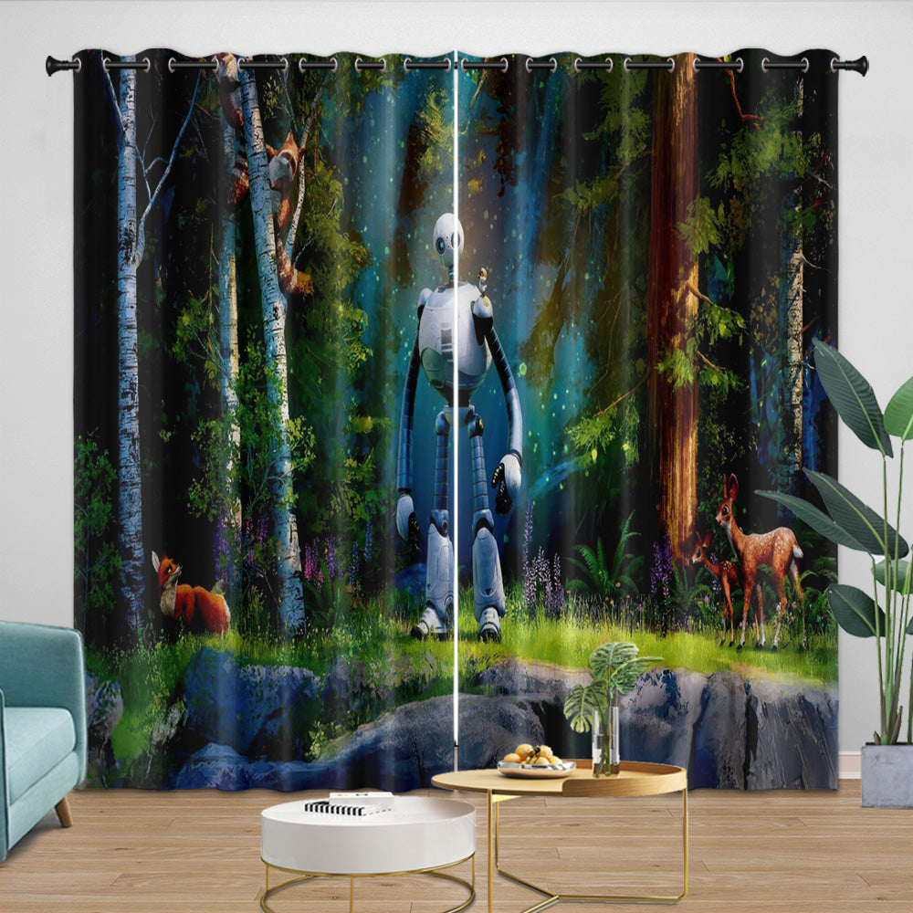 The Wild Robot Curtains Blackout Window Drapes Room Decoration (Online Order Only)