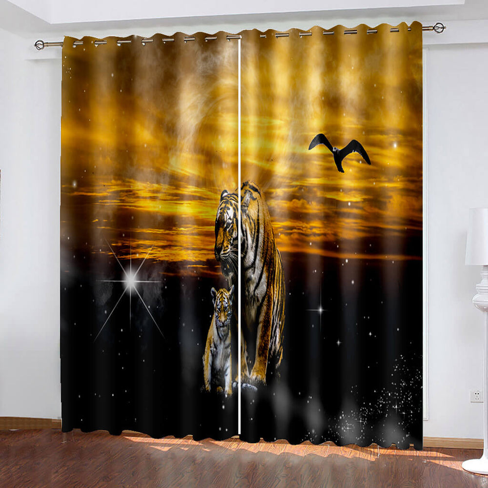 Tiger Curtains Blackout Window Treatments Drapes for Room Decoration (Online Order Only)
