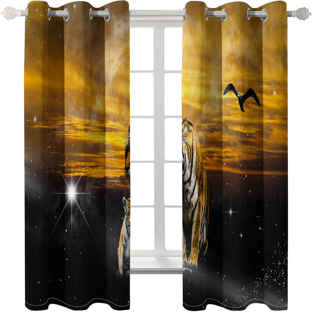 Tiger Curtains Blackout Window Treatments Drapes for Room Decoration (Online Order Only)