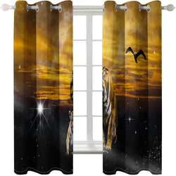 Tiger Curtains Blackout Window Treatments Drapes for Room Decoration (Online Order Only)