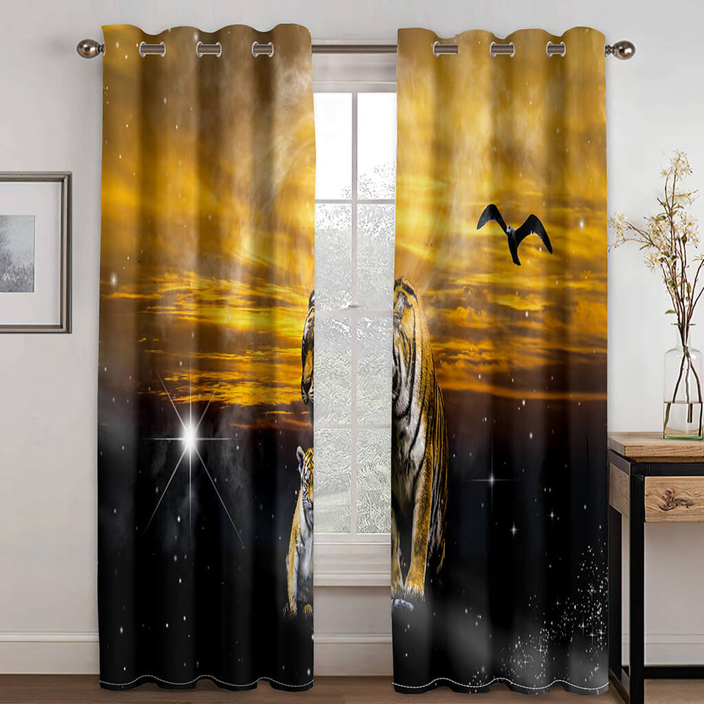 Tiger Curtains Blackout Window Treatments Drapes for Room Decoration (Online Order Only)