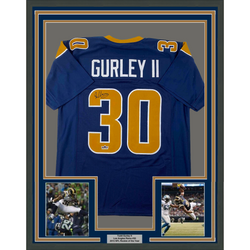 Framed Facsimile Autographed Todd Gurley II 35x39 Los Angeles LA Navy Blue Reprint Laser Auto Football Jersey (ONLINE ORDER ONLY)