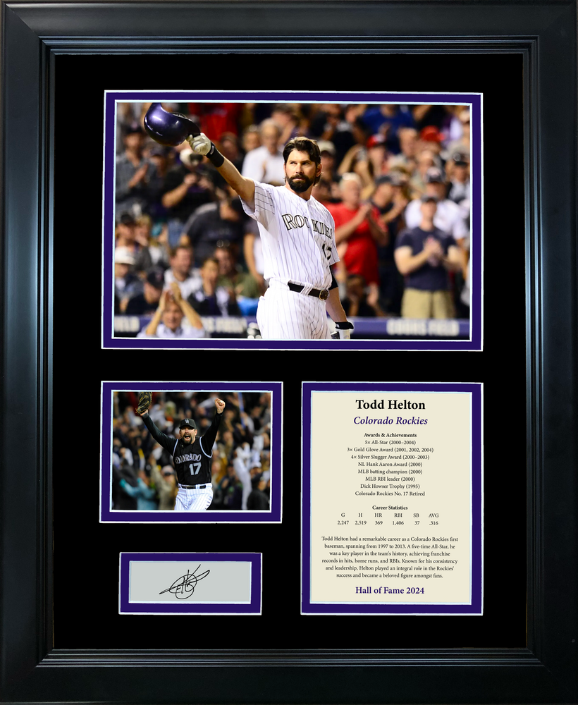 Framed Todd Helton Hall of Fame Facsimile Laser Engraved Signature Auto Baseball 11"x14" Photo Sig Collage (ONLINE ORDER ONLY)