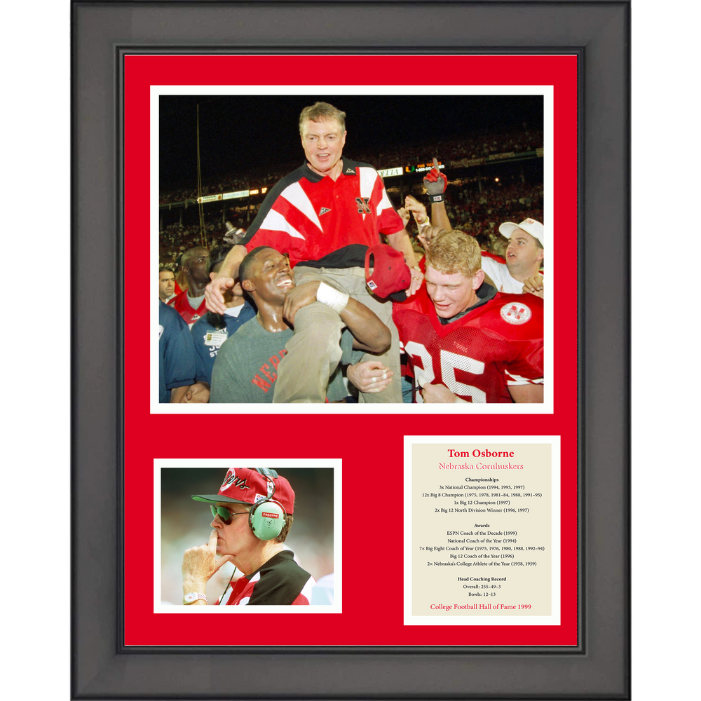 Framed Tom Osborne Hall of Fame Nebraska Cornhuskers 11"x14" College Football Three Photo Collage (ONLINE ORDER ONLY)
