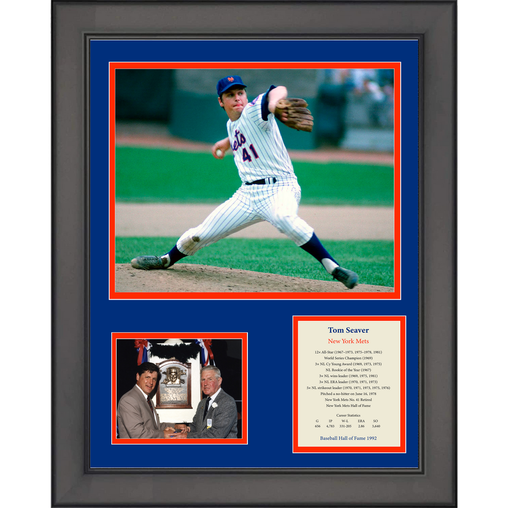 Framed Tom Seaver Hall of Fame Baseball 11"x14" Three Photo Collage (ONLINE ORDER ONLY)