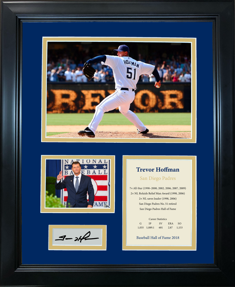 Framed Trevor Hoffman Hall of Fame Facsimile Laser Engraved Signature Auto San Diego Padres Baseball 11"x14" Photo Sig Collage (ONLINE ORDER ONLY)