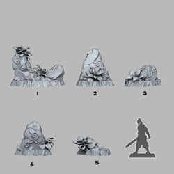 3D Printed Fantastic Plants and Rocks Tropical Rocks 28mm - 32mm D&D Wargaming (Online Only)