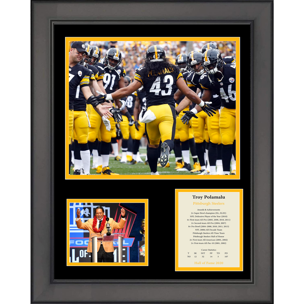 Framed Troy Polamalu Hall of Fame Pittsburgh Steelers 11"x14" Football Three Photo Collage (ONLINE ORDER ONLY)