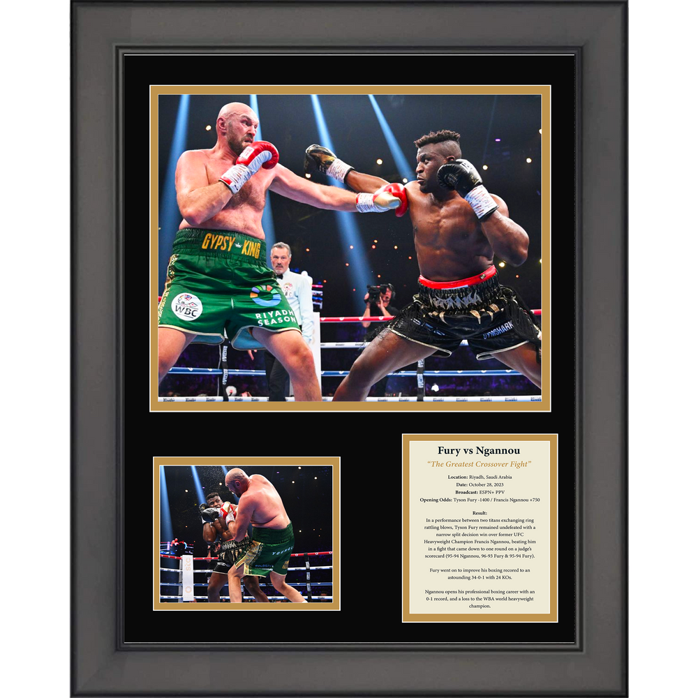 Framed Tyson Fury vs Francis Ngannou  The Greatest Crossover Fight  Boxing 11"x14" Three Photo Collage (ONLINE ORDER ONLY)