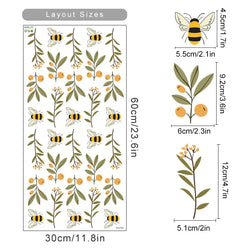 Boho Botanical Wall Decals: Floral Bee Vinyl Stickers for Kids Room Decor (Online Order Only)