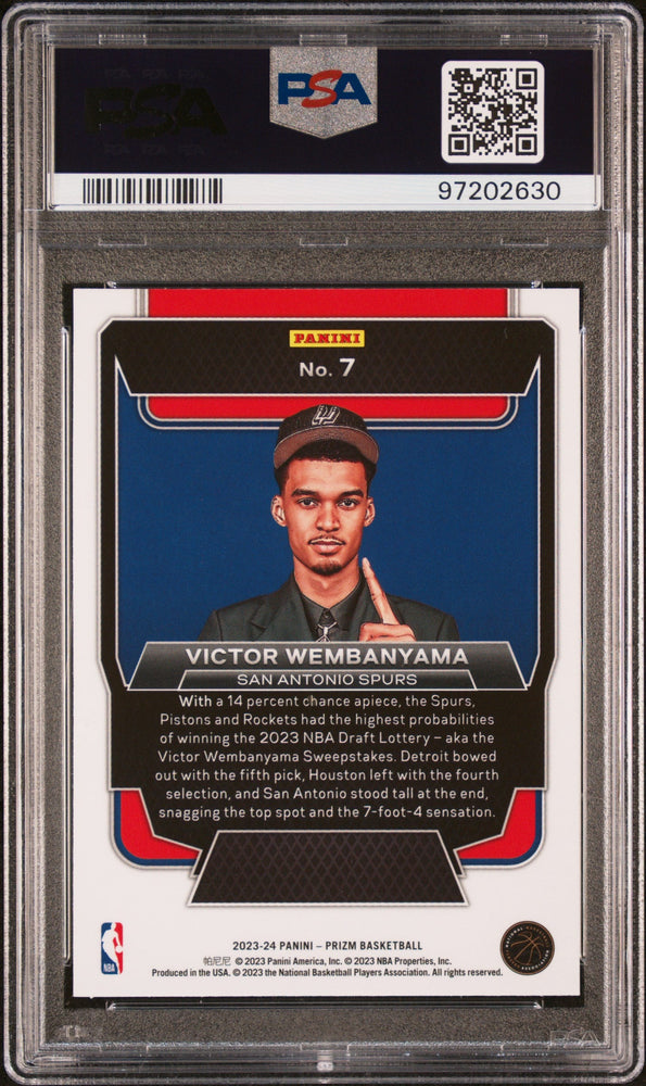 Graded 2023 Panini Prizm Victor Wembanyama #7 Luck of the Lottery Rookie RC Basketball Card PSA 10 Gem Mint