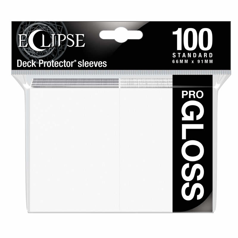 UPR15600 Arctic White Gloss Standard Sleeves 66mm x 91mm 100-sleeves Single Pack Eclipse (ONLINE ORDER ONLY)