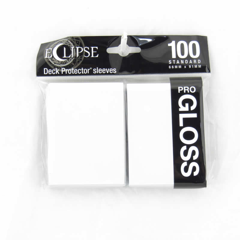 UPR15600 Arctic White Gloss Standard Sleeves 66mm x 91mm 100-sleeves Single Pack Eclipse (ONLINE ORDER ONLY)