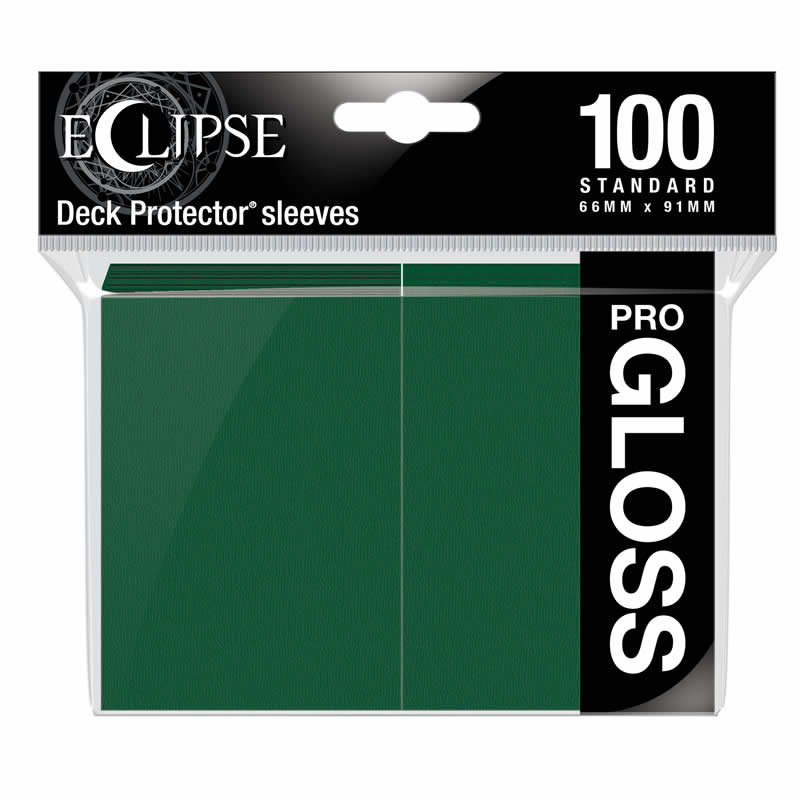 UPR15605 Forest Green Gloss Standard Sleeves 66mm x 91mm 100-sleeves Single Pack Eclipse (ONLINE ORDER ONLY)