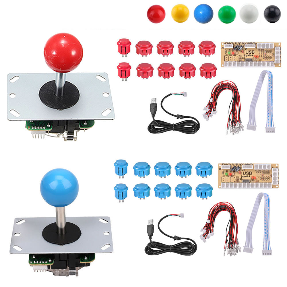 2 Player DIY Arcade Joystick Kit 5Pin Cable 24/30mm Buttons USB Encoder (Online Only)