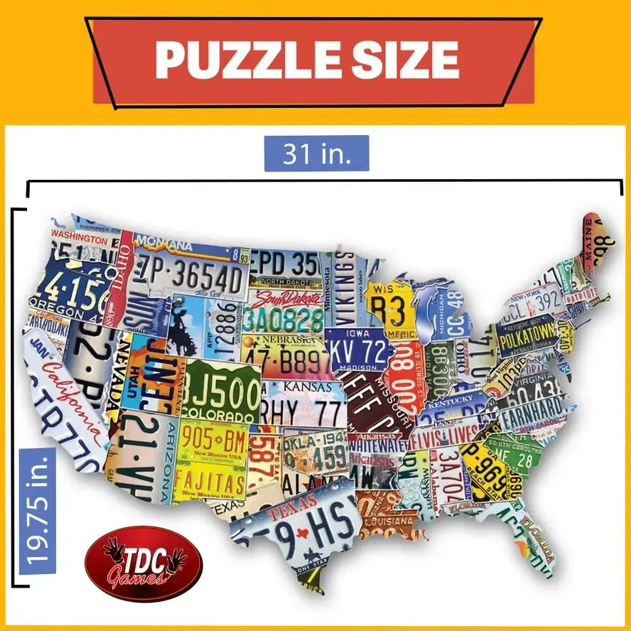 USA License Plates 1000 Piece Shaped Jigsaw Puzzle TDC (ONLINE ORDER ONLY)