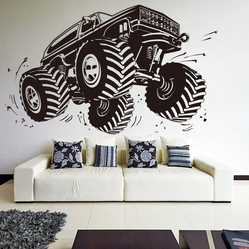 Monster Truck Wall Sticker - Off-Road Vehicle Vinyl Decal for Boys Room Decor (ONLINE ORDER ONLY)