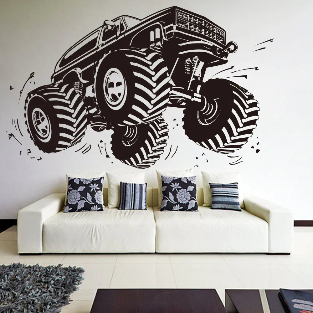 Monster Truck Wall Sticker - Off-Road Vehicle Vinyl Decal for Boys Room Decor (ONLINE ORDER ONLY)