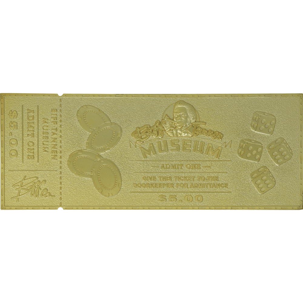Back to the Future Part II Limited Edition 24 Karat gold-plated Biff Tannen Museum ticket replica