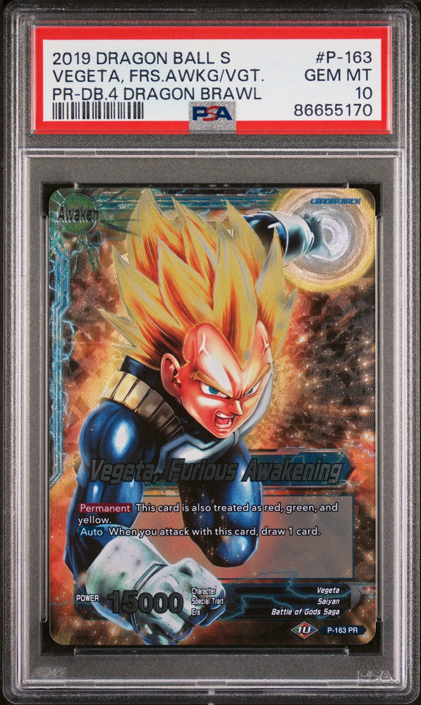 2019 DRAGON BALL SUPER 4 DRAGON BRAWL VEGETA, FRS AWAKENING #P-163 - PSA 10 (Online Order Only)
