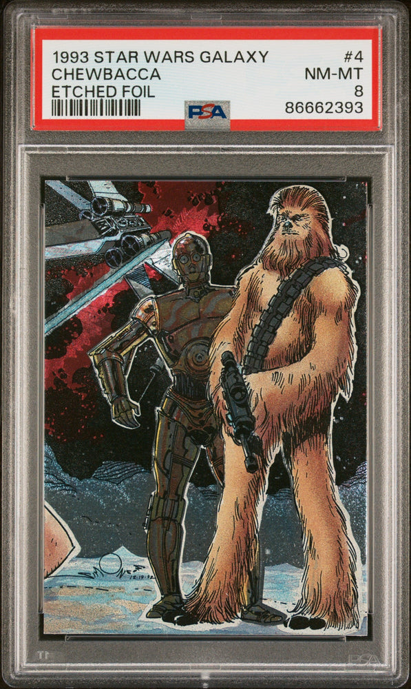 1993 ETCHED FOIL CHEWBACCA ETCHED FOIL #4 - PSA 8 (Online Order Only)
