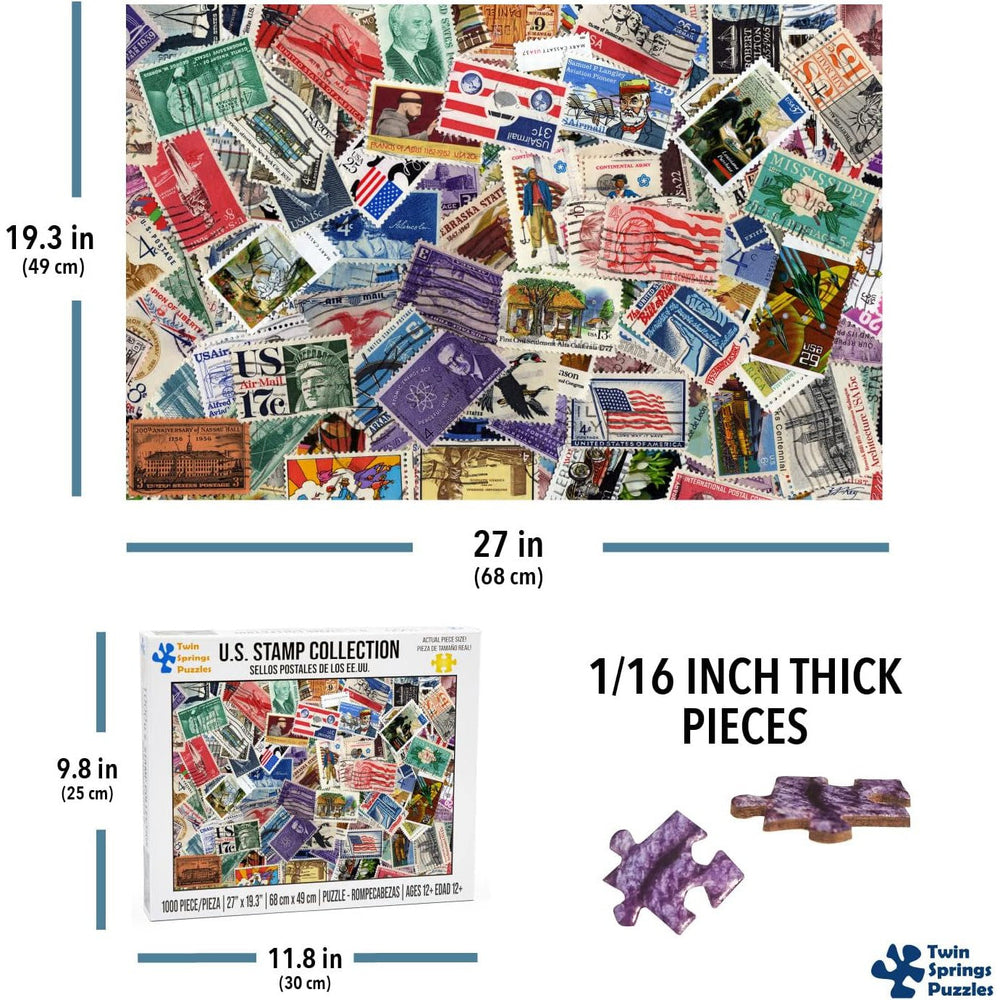 U.S. Stamp Collection 1000 Piece Jigsaw Puzzle Twin Spring (ONLINE ORDER ONLY)