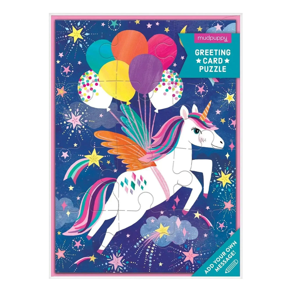 Unicorn Birthday Party Greeting Card 12 Piece Jigsaw Puzzle Mudpuppy (ONLINE ORDER ONLY)