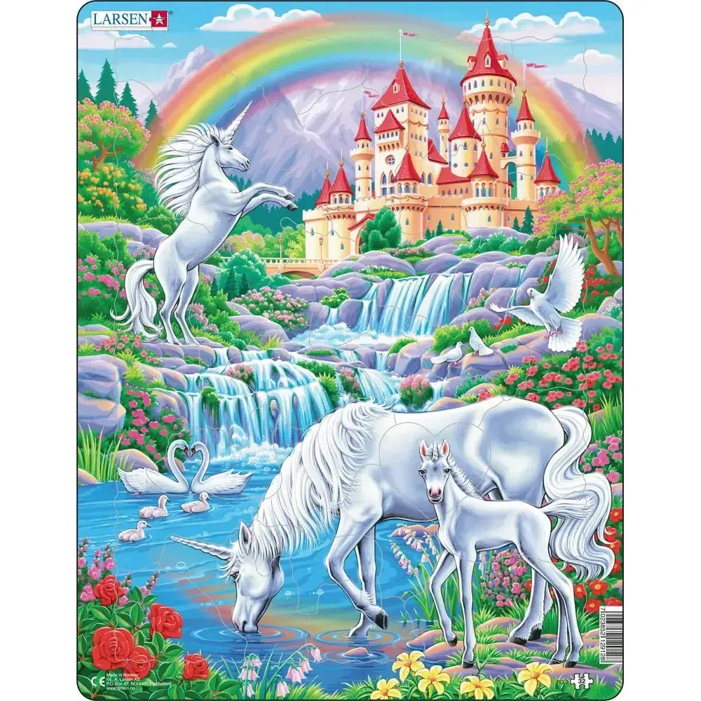 Unicorns Under the Rainbow 32 Piece Tray Jigsaw Puzzle Larsen (ONLINE ORDER ONLY)