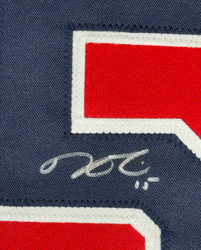 Framed Autographed/Signed Dustin Pedroia 35x39 Boston Red Baseball Jersey JSA COA