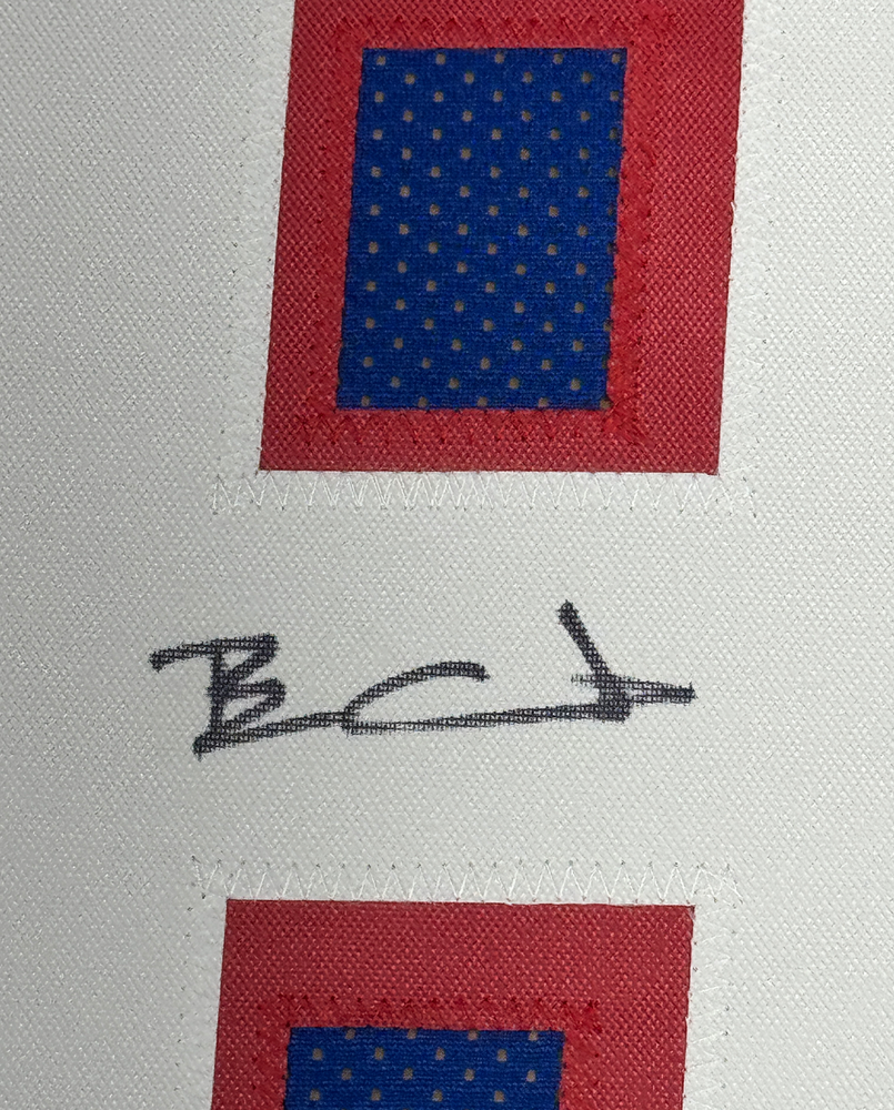 Framed Autographed/Signed Ben Coates 35x39 New England Blue Football Jersey Beckett BAS COA