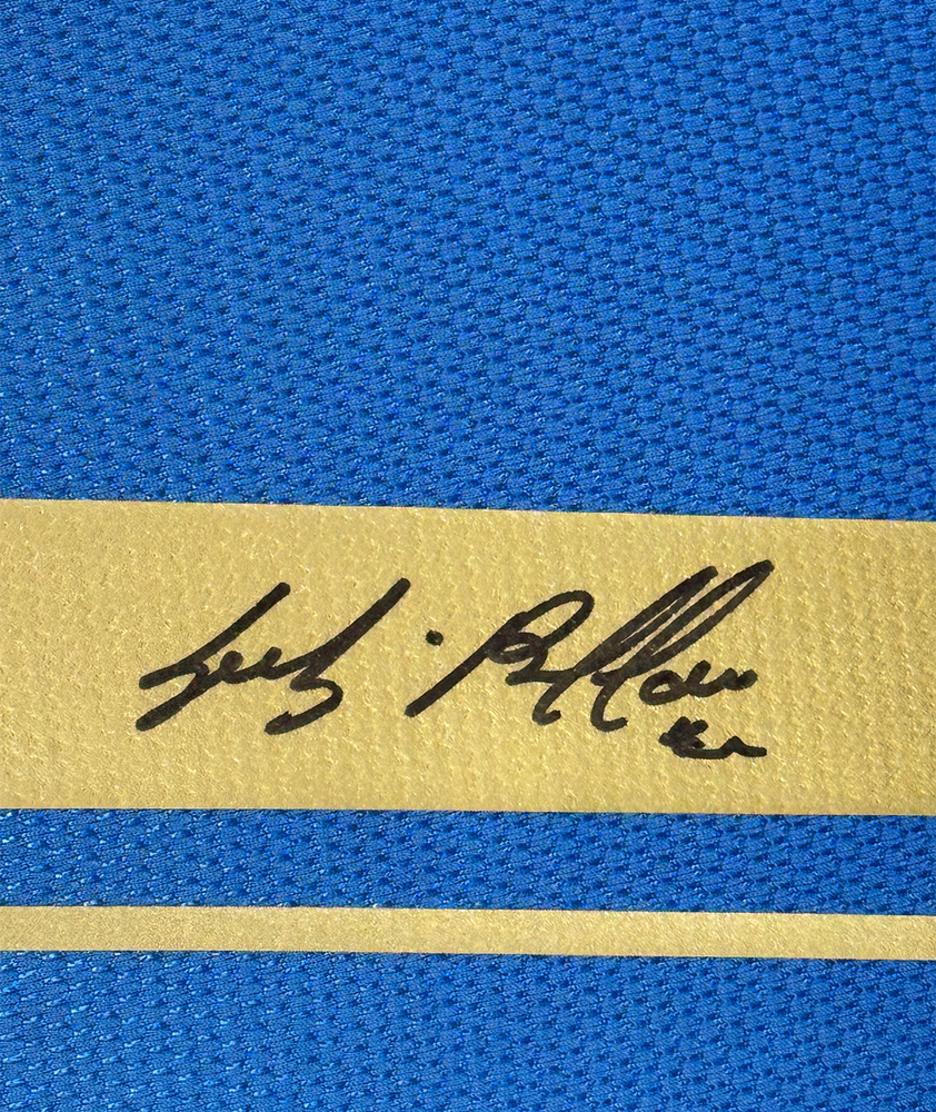 Framed Autographed/Signed Gianluigi Buffon 35x39 Italy Blue Soccer Futbol Jersey Beckett BAS COA