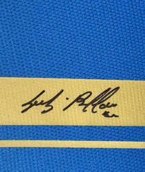 Framed Autographed/Signed Gianluigi Buffon 35x39 Italy Blue Soccer Futbol Jersey Beckett BAS COA