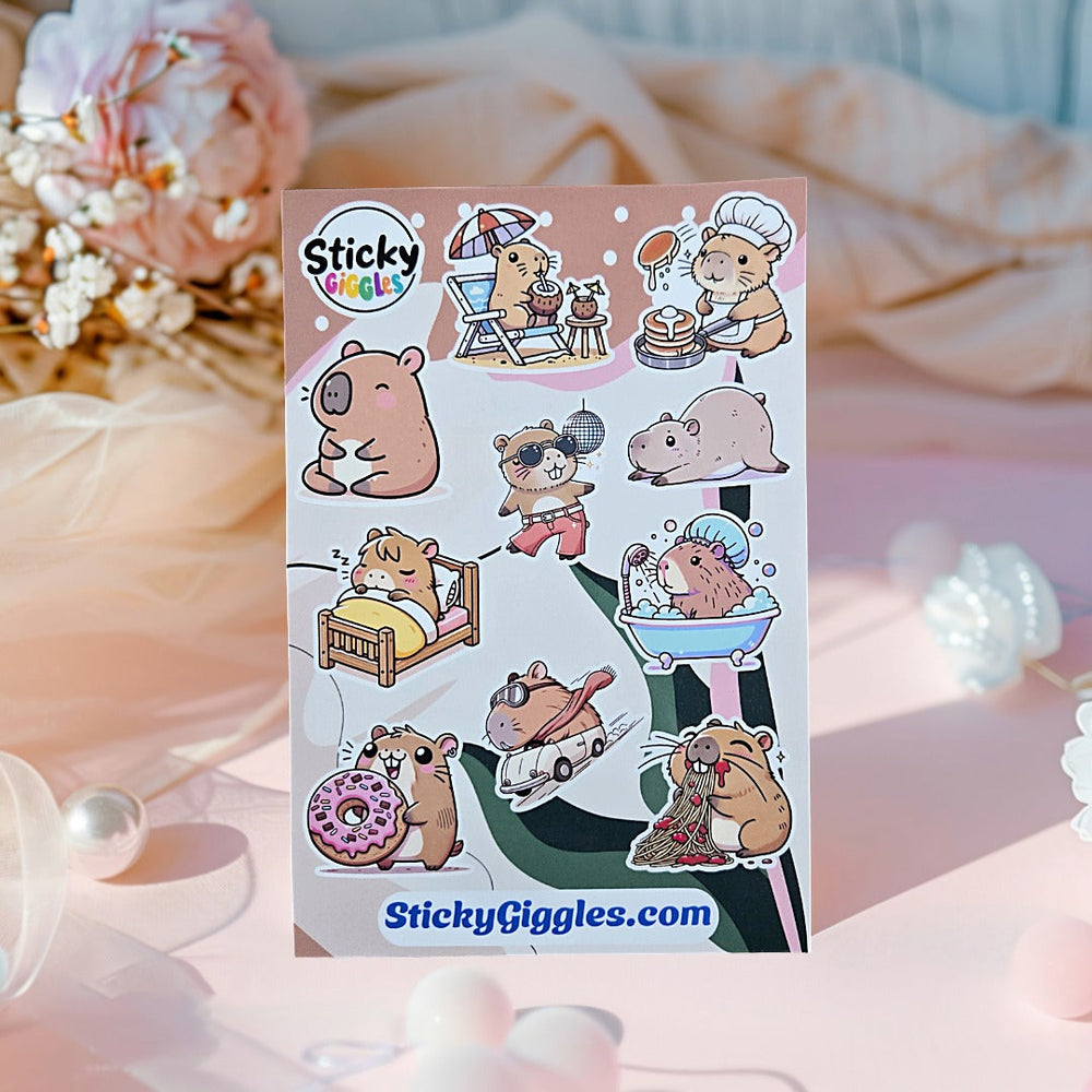 Capybara Sticker Sheet (ONLINE ORDER ONLY)